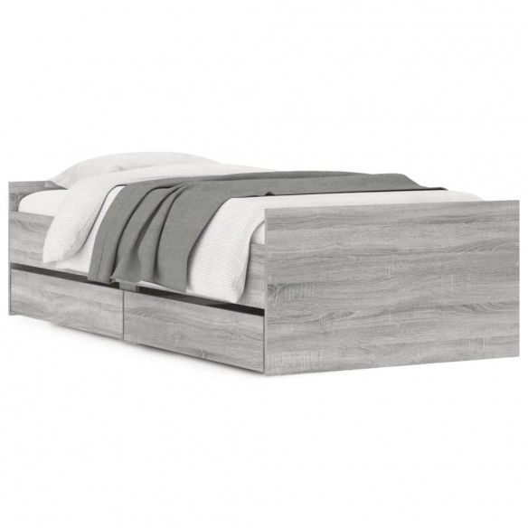 Cadre de lit avec tiroirs sonoma gris 90x200 cm