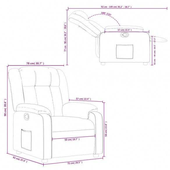 Fauteuil inclinable Gris foncé Tissu