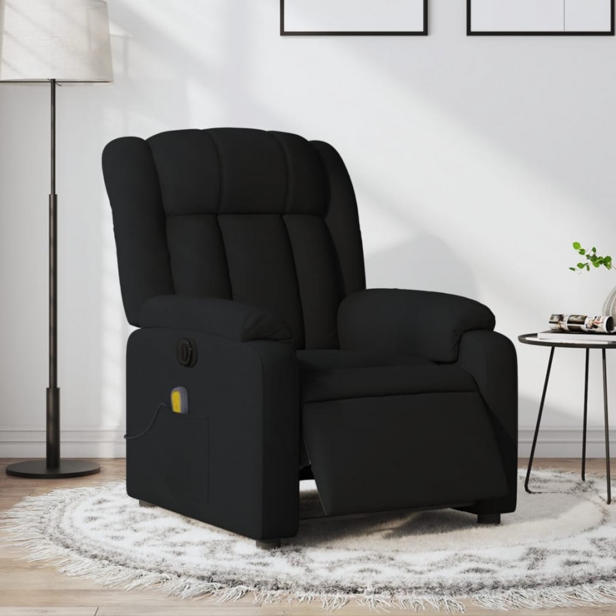 Fauteuil de massage inclinable électrique Noir Tissu