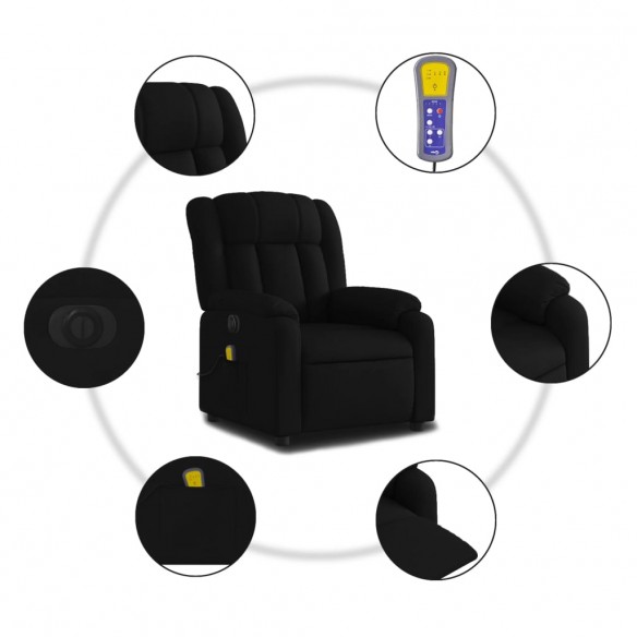 Fauteuil de massage inclinable électrique Noir Tissu