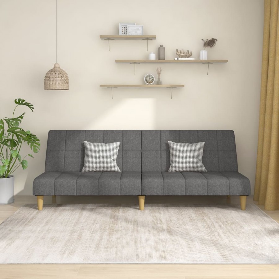 Canapé-lit à 2 places gris clair tissu