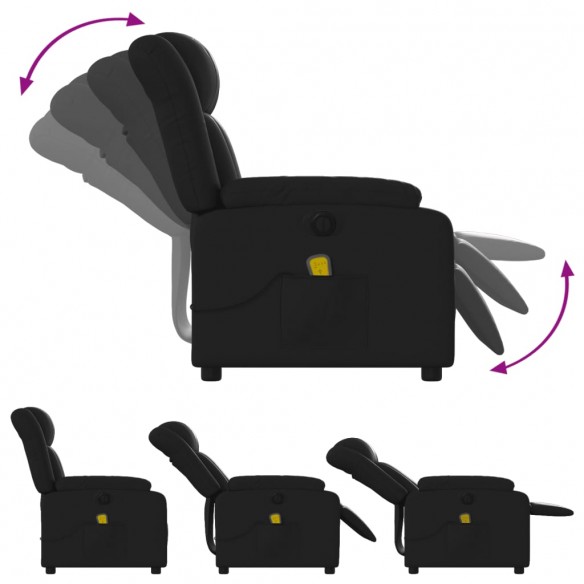 Fauteuil de massage inclinable électrique noir similicuir