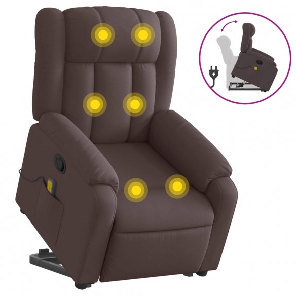 Fauteuil inclinable de massage Marron foncé Tissu