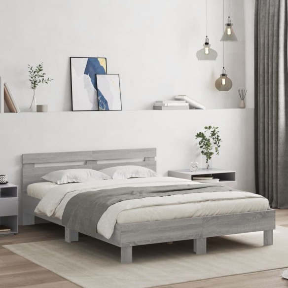 Cadre de lit avec tête de lit sonoma gris 140x190 cm