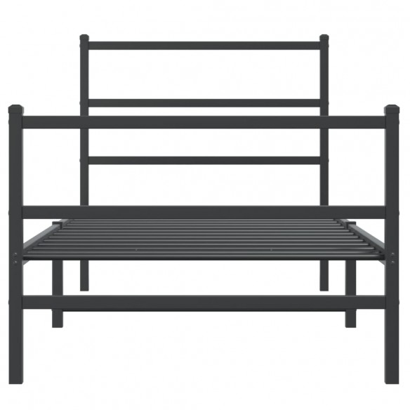 Cadre de lit métal avec tête de lit/pied de lit noir 90x200 cm
