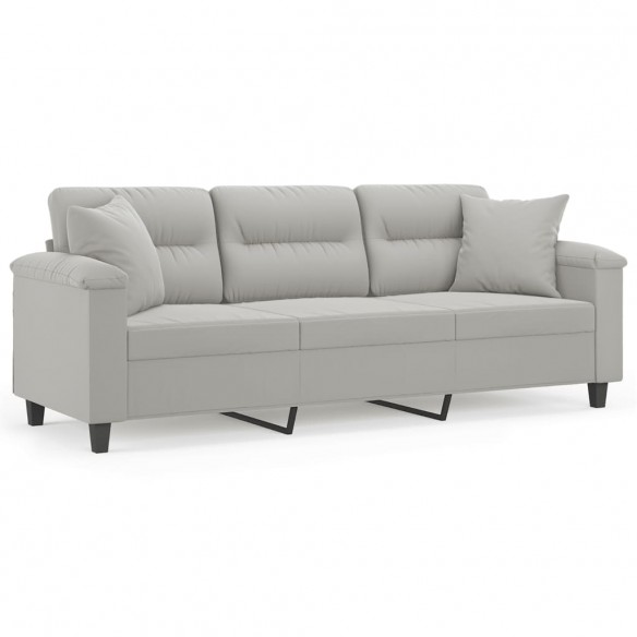 Canapé 3 places avec oreillers gris clair 180 cm