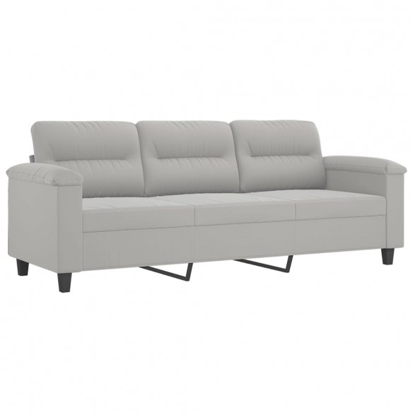 Canapé 3 places avec oreillers gris clair 180 cm