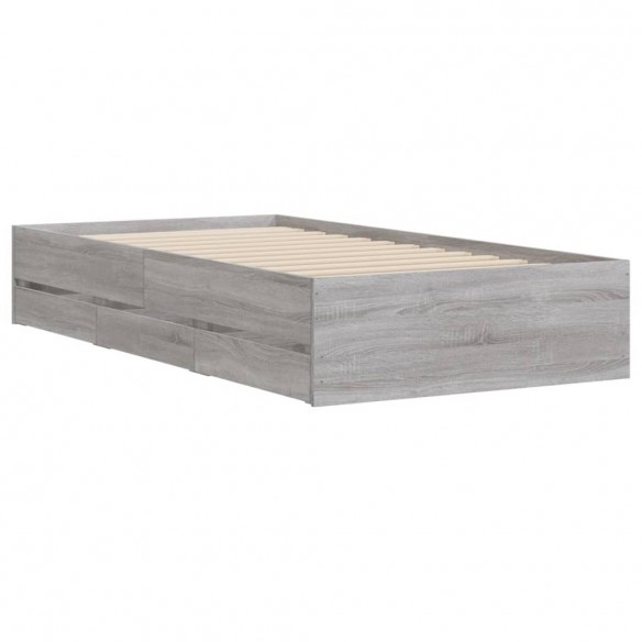Cadre de lit et tiroirs sonoma gris 100x200cm bois d'ingénierie