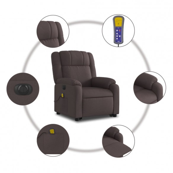 Fauteuil inclinable de massage électrique Marron foncé Tissu