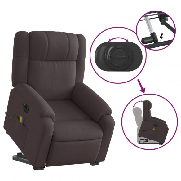 Fauteuil inclinable de massage électrique Marron foncé Tissu