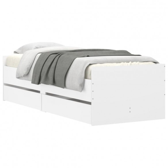 Cadre de lit avec tiroirs blanc 100x200 cm