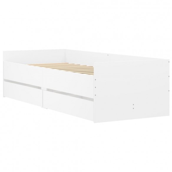 Cadre de lit avec tiroirs blanc 100x200 cm