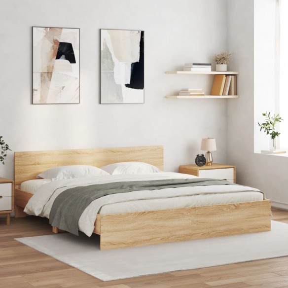 Cadre de lit avec tête de lit chêne sonoma 180x200 cm
