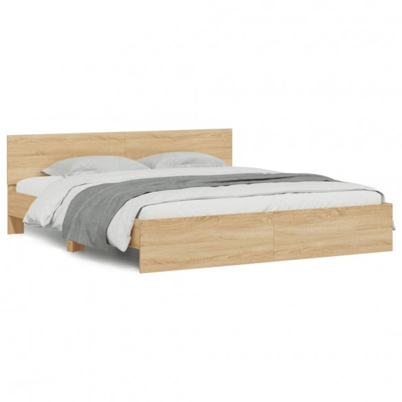 Cadre de lit avec tête de lit chêne sonoma 180x200 cm