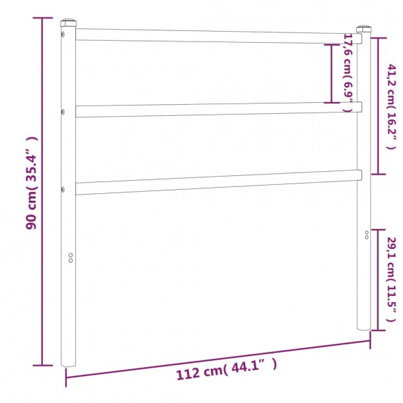 Tête de lit métal noir 107 cm