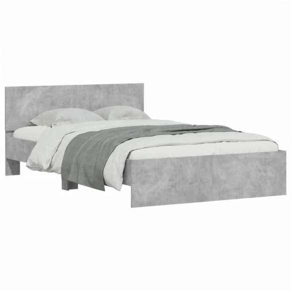 Cadre de lit avec tête de lit gris béton 120x190 cm