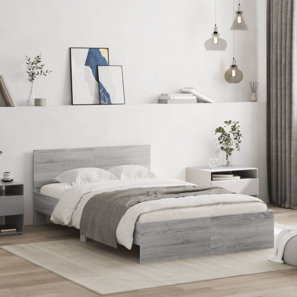 Cadre de lit avec tête de lit sonoma gris 120x190 cm