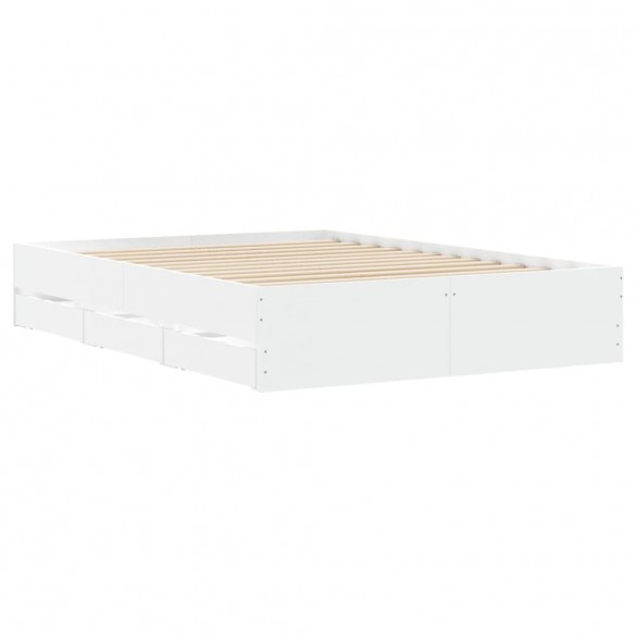 Cadre de lit à tiroirs blanc 120x190 cm bois d'ingénierie