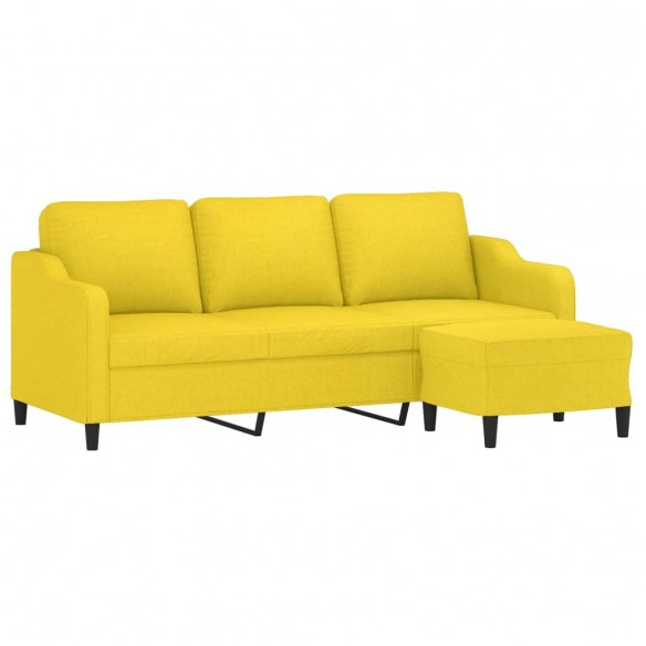 Canapé à 3 places avec repose-pieds Jaune clair 180 cm Tissu