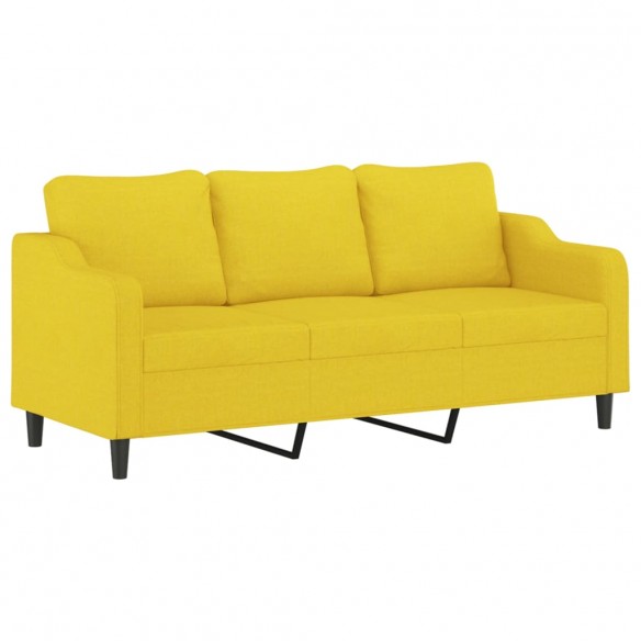 Canapé à 3 places avec repose-pieds Jaune clair 180 cm Tissu