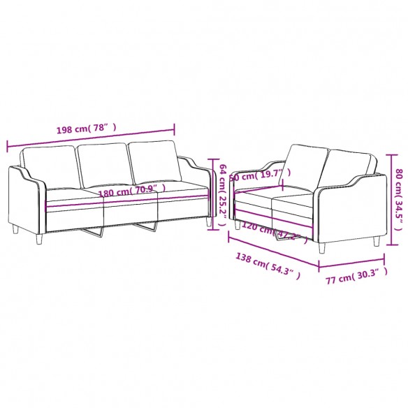 Ensemble de canapés 2 pcs avec coussins Jaune clair Tissu