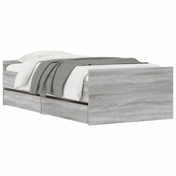 Cadre de lit avec tiroirs sonoma gris 90x190 cm