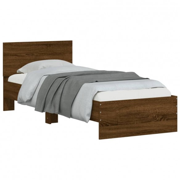 Cadre de lit tête de lit chêne marron 90x190 cm bois ingénierie