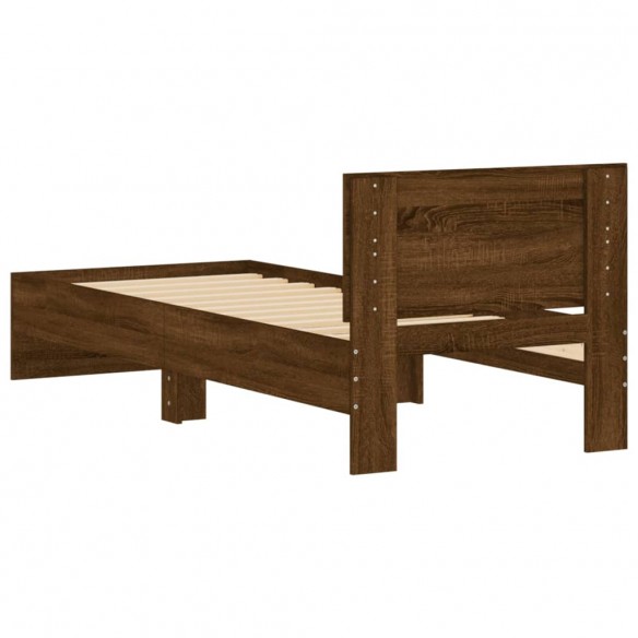 Cadre de lit tête de lit chêne marron 90x190 cm bois ingénierie