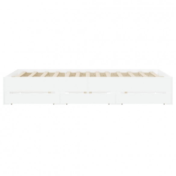 Cadre de lit avec tiroirs blanc 140x190cm bois d'ingénierie