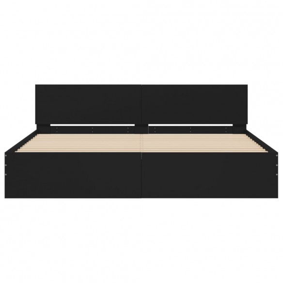 Cadre de lit avec tête de lit et LED noir 180x200 cm