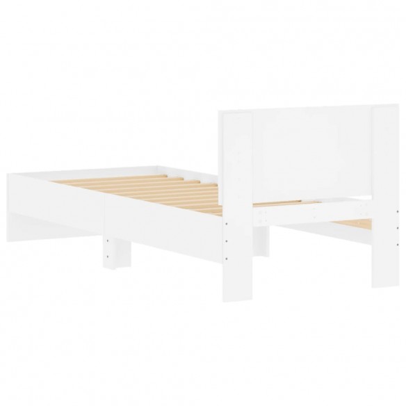 Cadre de lit avec tête de lit blanc 90x200 cm bois d'ingénierie