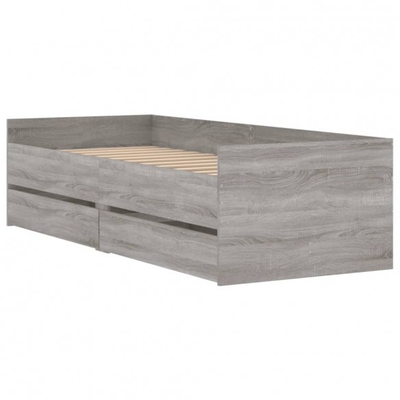 Cadre de lit avec tiroirs sonoma gris 75x190 cm