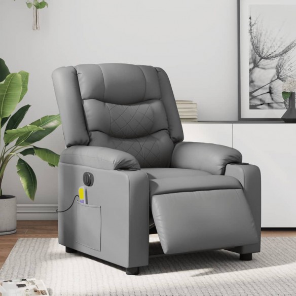 Fauteuil de massage inclinable électrique gris similicuir