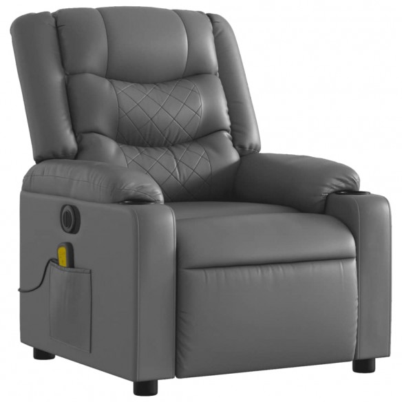 Fauteuil de massage inclinable électrique gris similicuir