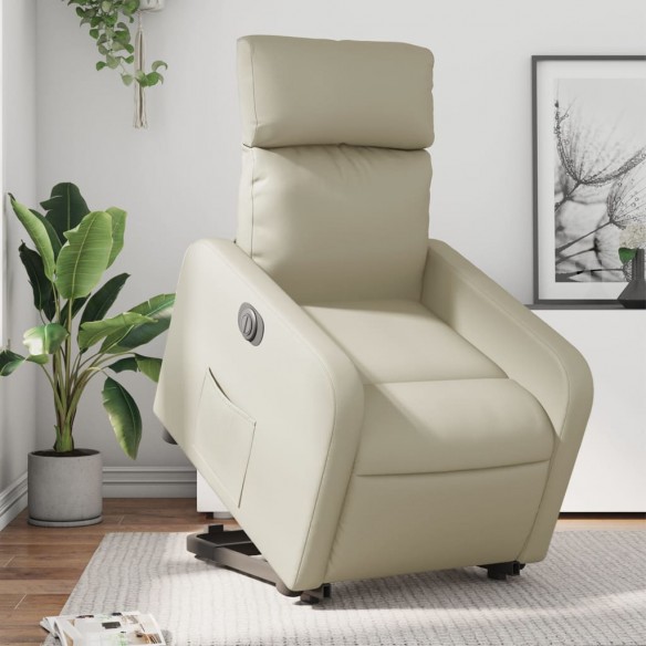 Fauteuil inclinable électrique crème similicuir