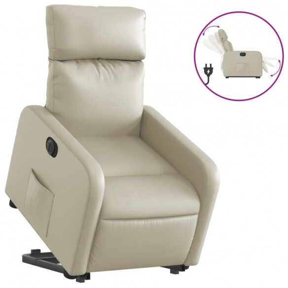 Fauteuil inclinable électrique crème similicuir