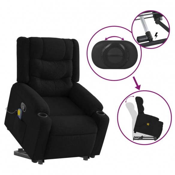 Fauteuil de massage inclinable Noir Tissu