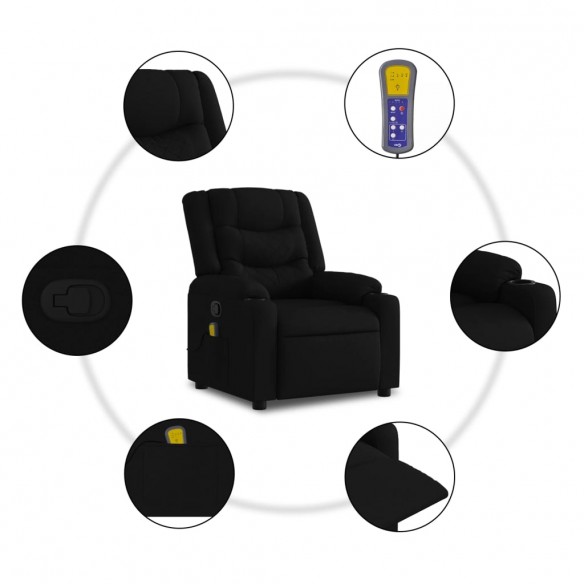 Fauteuil de massage inclinable Noir Tissu