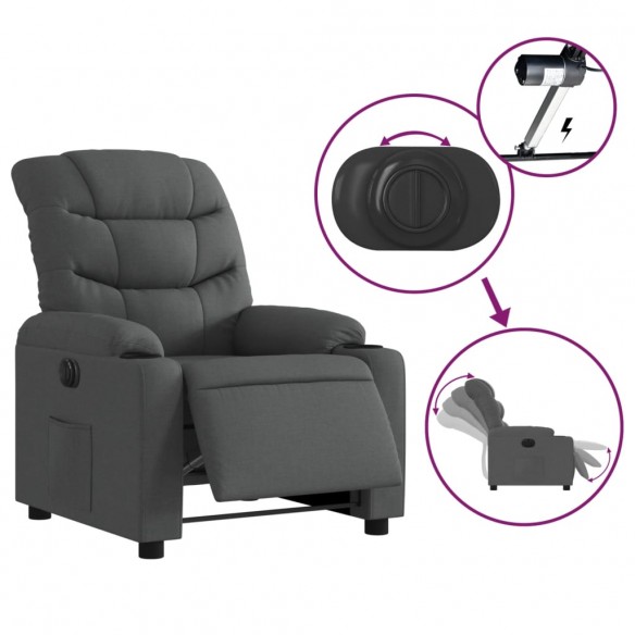 Fauteuil inclinable électrique Gris foncé Tissu