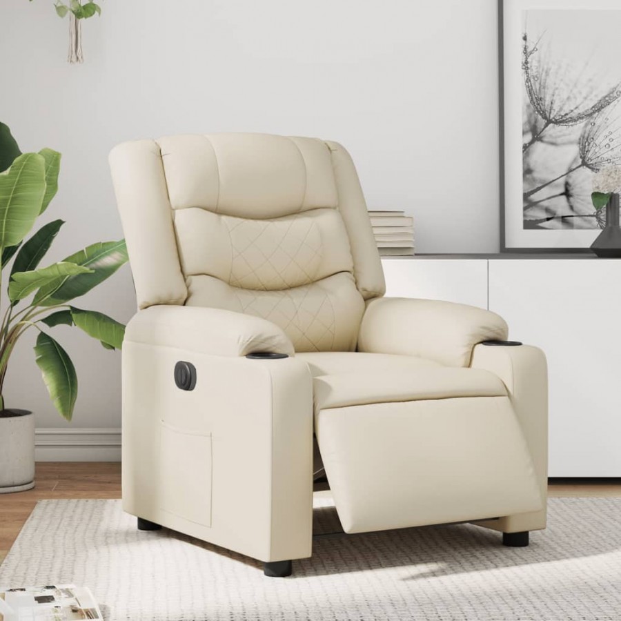 Fauteuil inclinable électrique Crème Similicuir