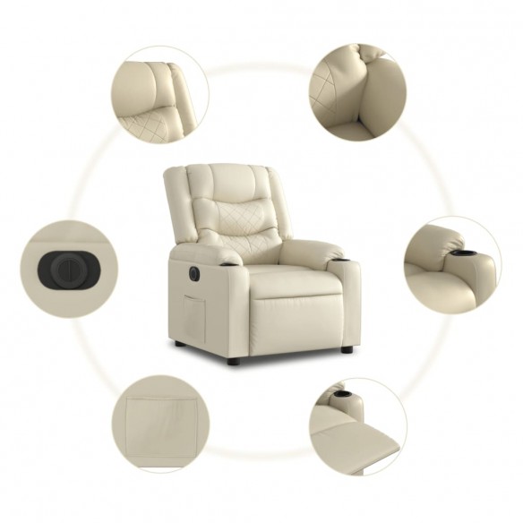 Fauteuil inclinable électrique Crème Similicuir