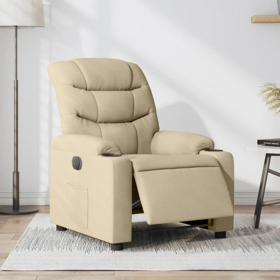 Fauteuil inclinable électrique Crème Tissu