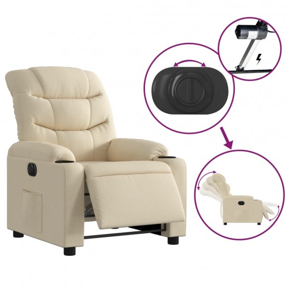 Fauteuil inclinable électrique Crème Tissu