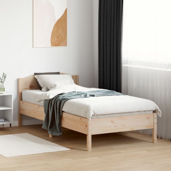 Cadre de lit avec tête de lit 75x190 cm bois de pin massif