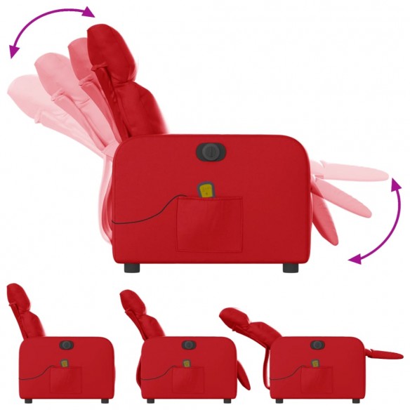 Fauteuil de massage inclinable électrique rouge similicuir