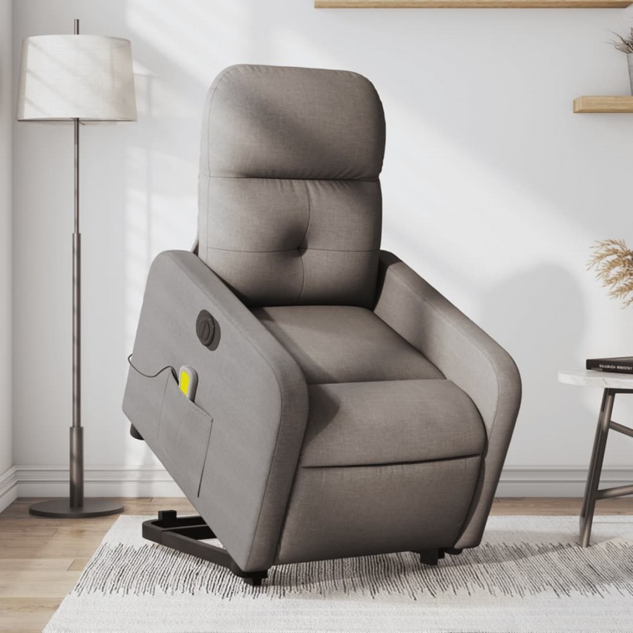 Fauteuil inclinable de massage électrique Taupe Tissu