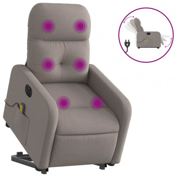 Fauteuil inclinable de massage électrique Taupe Tissu