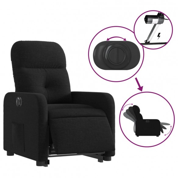 Fauteuil inclinable électrique noir tissu