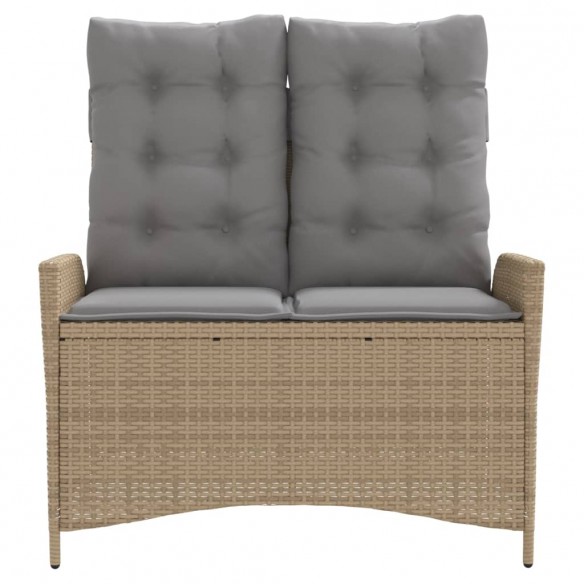 Banc inclinable de jardin avec coussins beige résine tressée