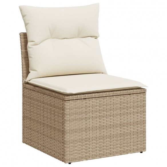 Canapé de jardin sans accoudoirs coussins beige résine tressée